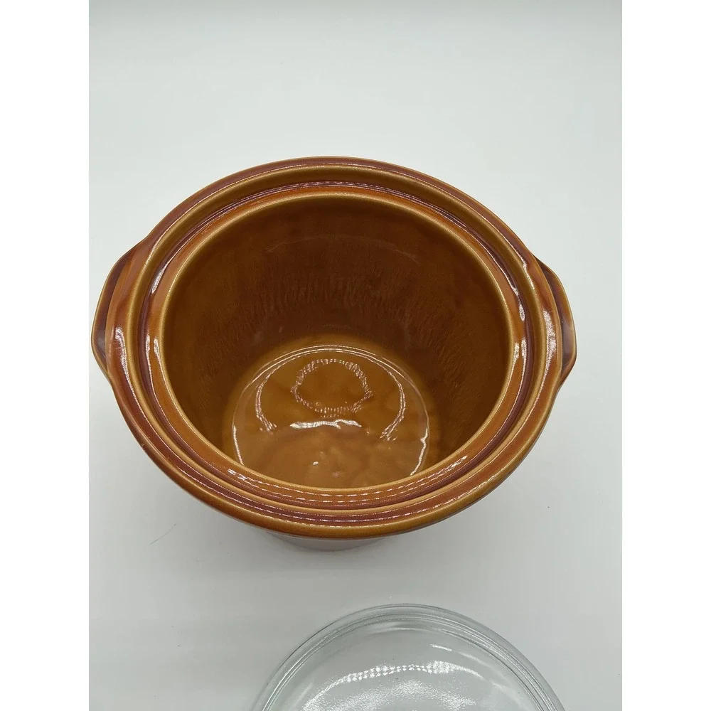 Unbranded Slow Cooker Replacement Crock Medium Brown Excellent Vintage Stoneware